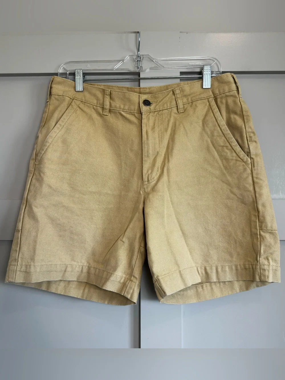 Patagonia Men’s 32 Heritage Stand Up Canvas 7” Shorts Khaki Tan Organic Cotton